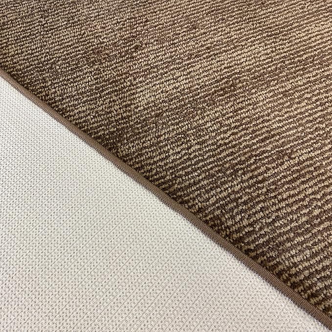 Custom Length Cut to Size Wide Width Carpet Runner Rug for Hallways, Slip Resistant Latex Rubber Backed, 31 inch Wide X Customized Length, Stripe Brown, 31 inch X 15 feet