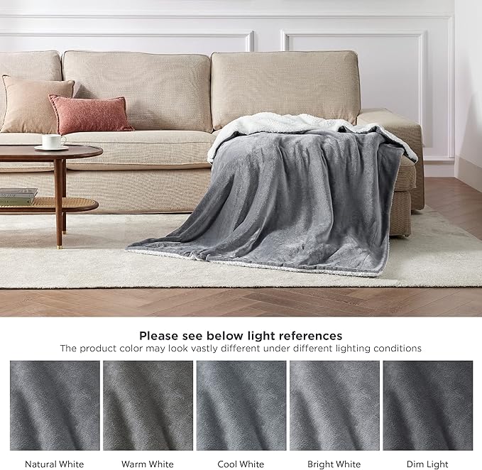 Bedsure GentleSoft Sherpa Fleece Throw Blanket Twin Size for Couch - Thick and Warm Throw for Women and Men, Soft Fuzzy Plush Blanke for Winter, Grey, 60x80 Inches
