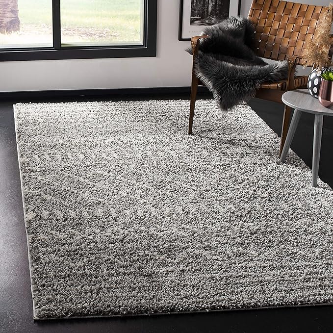 SAFAVIEH Arizona Shag Collection Area Rug - 6'7" x 9'2", Brown & Ivory, Moroccan Design, Non-Shedding & Easy Care, 1.6-inch Thick Ideal for High Traffic Areas in Living Room, Bedroom (ASG741B)