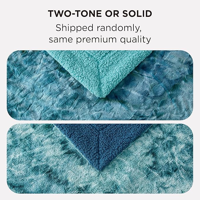 Bedsure GentleSoft Sherpa Fluffy Blanket Queen Size for Bed - Fleece Warm and Cozy for Women Gift, Plush & Fuzzy Faux Fur Christmas Blanket for Couch, Sofa Decor, Tie Dye Design, Teal, 90x90 Inches