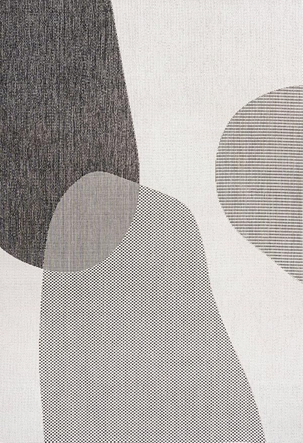 JONATHAN Y Geometric Organic Shapes Indoor Outdoor Area Rug 4X6 Cream/Black, Zia Modern for Backyard, Patio, Porch, Easy-Cleaning, High Traffic, Pet-Friendly, Non-Shedding (TSN306A-4)