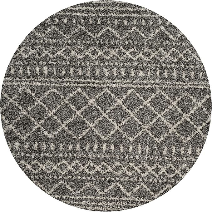 SAFAVIEH Arizona Shag Collection 3' Round Brown / Ivory ASG741B Moroccan Non-Shedding Living Room Bedroom Dining Room Entryway Plush 1.6-inch Thick Area Rug