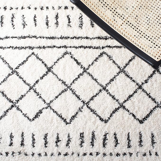 SAFAVIEH Arizona Shag Collection Area Rug - 2'3" x 16' Runner, Ivory & Black, Non-Shedding & Easy Cleaning, Plush Thick Pile, Ideal for Living Room, Bedroom, Dining Space (ASG741Z)