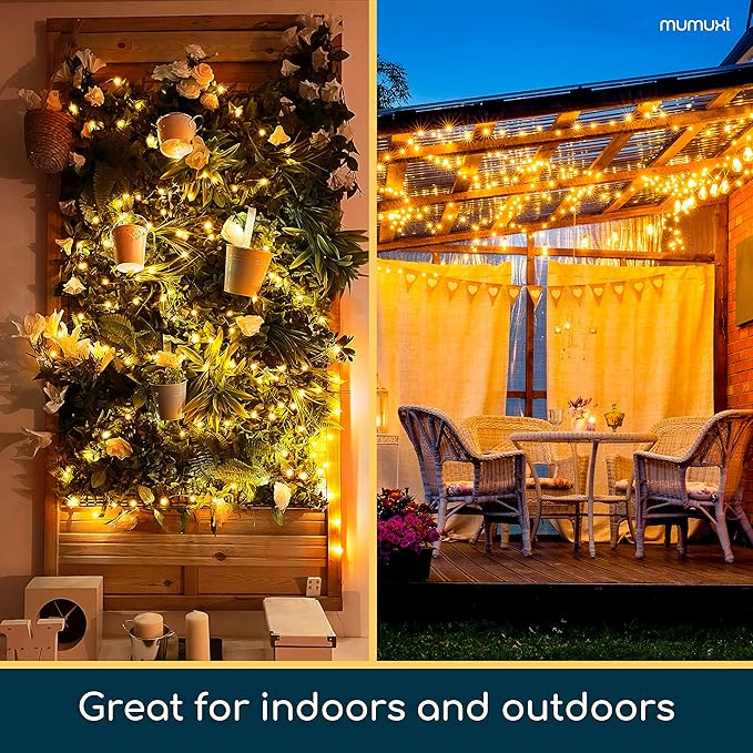 MUMUXI 2 Pack 33ft 100 LED Fairy Lights with Timer, Ourdoor Battery-Powered Twinkle and Remote Control, Christmas String Lights, Warm White Waterproof Decorative Lighting for Holidays and Events