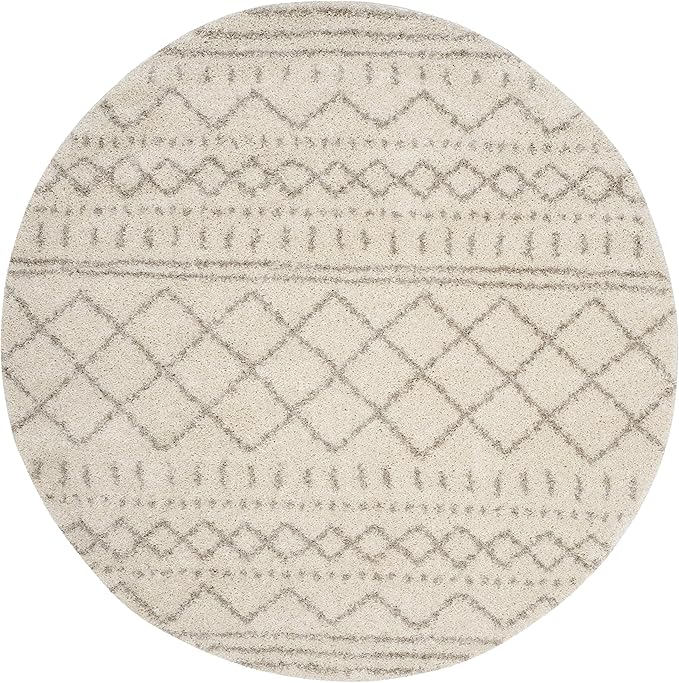SAFAVIEH Arizona Shag Collection 3' Round Ivory/Beige ASG741A Moroccan Non-Shedding Living Room Bedroom Dining Room Entryway Plush 1.6-inch Thick Area Rug