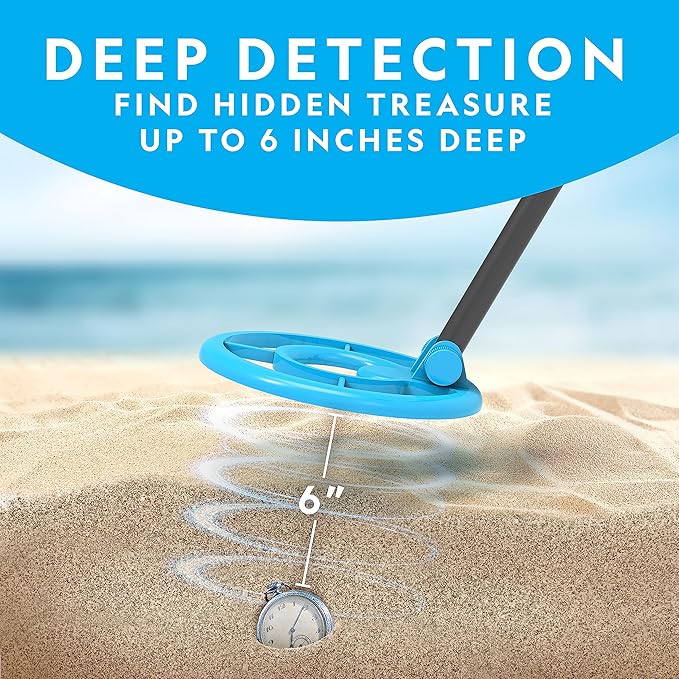 NATIONAL GEOGRAPHIC Metal Detector for Kids - 7.4" Waterproof Metal Detector Coil, Lightweight Gold Detector with Pinpoint Function & LCD Display, Beach Metal Detector (Amazon Exclusive)